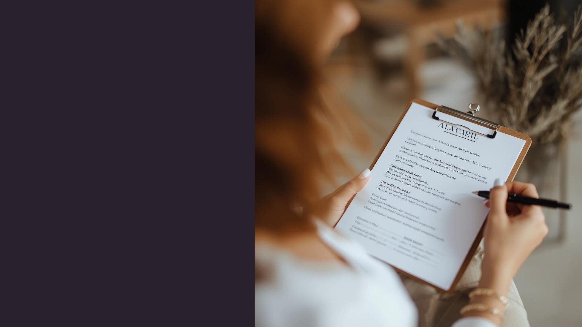 Liste de prestations sur un porte-document